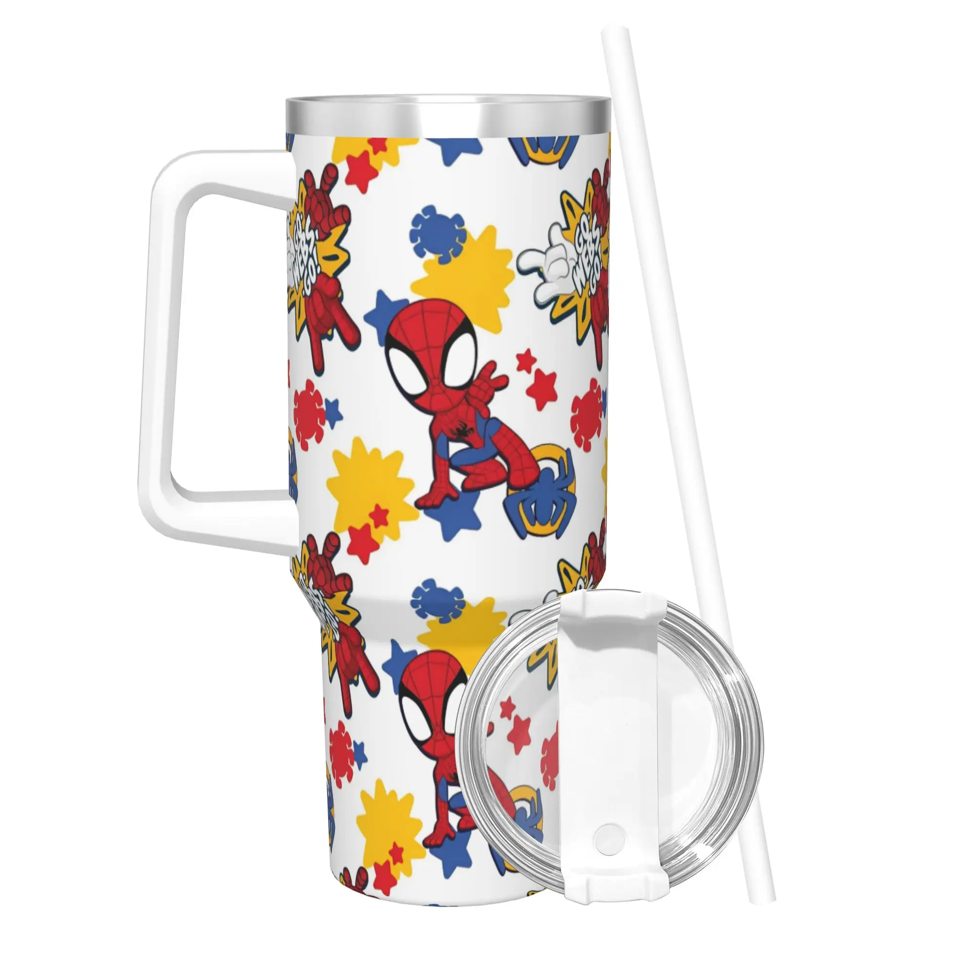 

Стакан «Человек-паук» с вакуумной изоляцией, термочашка с крышкой, соломенная школьная кружка, горячий и холодный напиток, 40 унций
