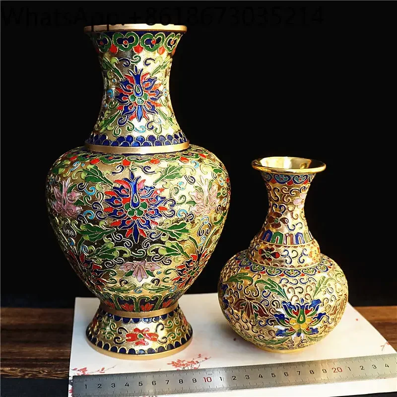 Traditional cloisonn é vases, gold ground old vases, copper bodies, wire twisted enamel vases, handicrafts