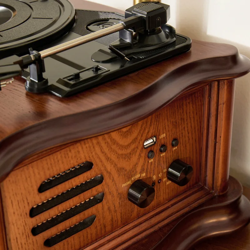 Fonografo assistito Bluetooth creativo europeo vecchio fonografo casa soggiorno ornamento audio in legno di rame