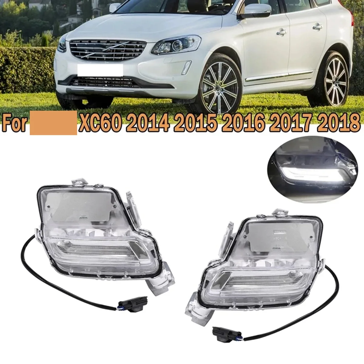 Left Side Car Daytime Running Lights Front Bumer LED Fog Lamp DRL for Volvo XC60 2014-2018 31364330