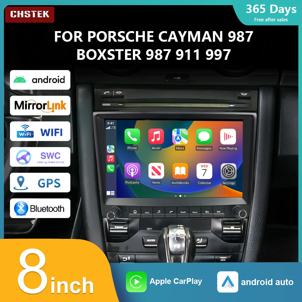 

CHSTEK Car Radio Wireless Android 13 Carplay For Porsche 911 997 Boxster Cayman 987 Qualcomm Navigation Stereo Multimedia Player