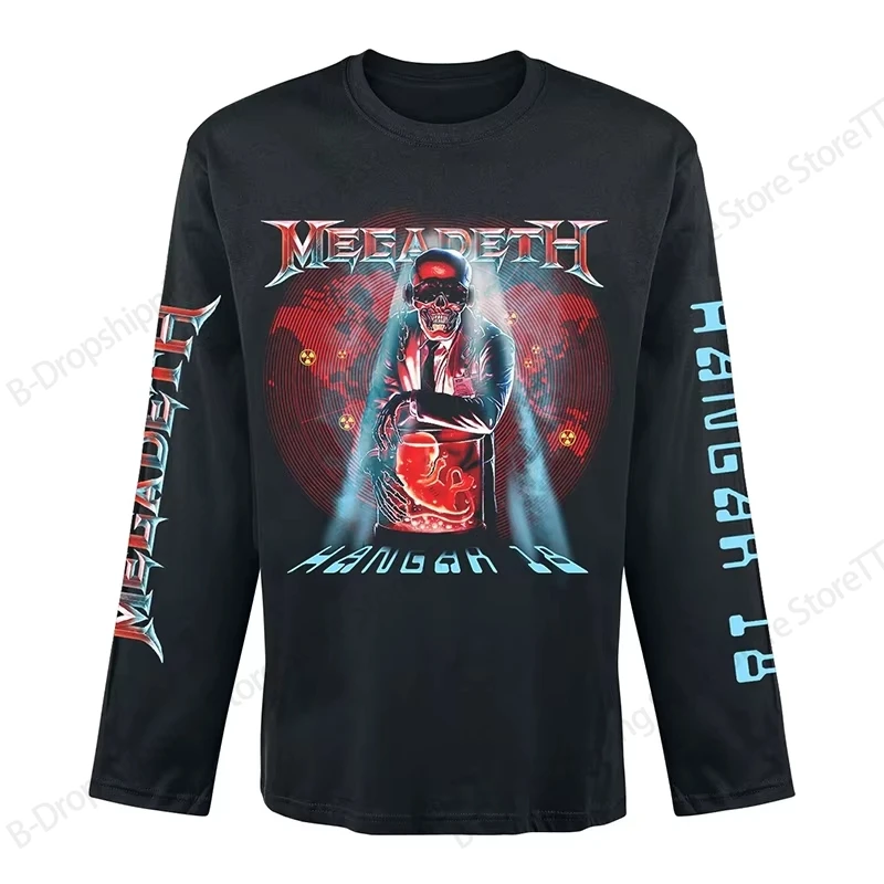 Mens Rock Band Megadeth Long Sleeve T-shirt Megadeth Band 3D Print Tshirt Men Women Fashion Hip Hop Sport Tops Tees Men Clothing