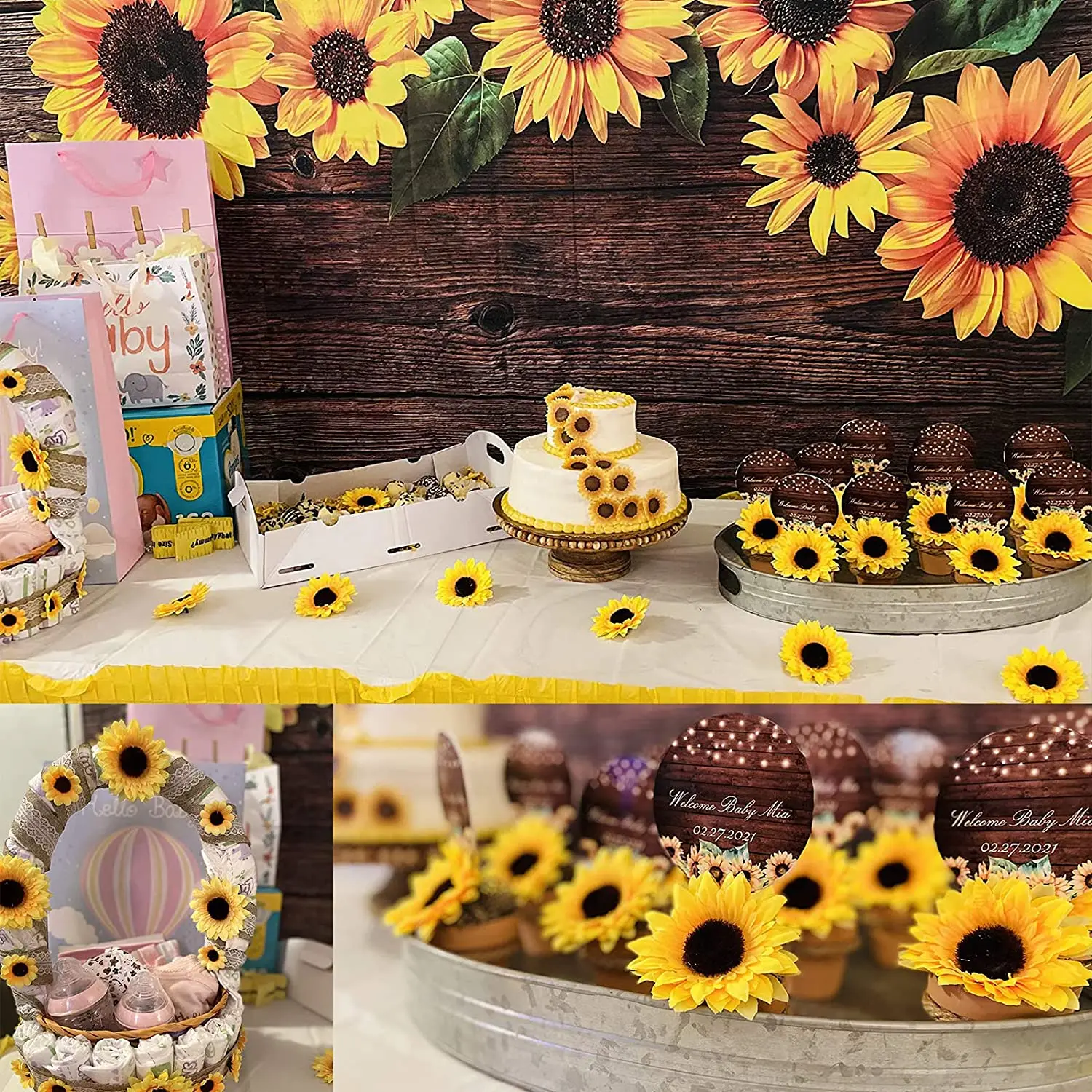30 stcke 9CM Geflschte Sonnenblumen Knstliche Sonnenblumen Kpfe Faux  Seide Sonnenblumen Dekoration fr Weihnachten Baum Home Party Hochzeit  Decor - AliExpress 15
