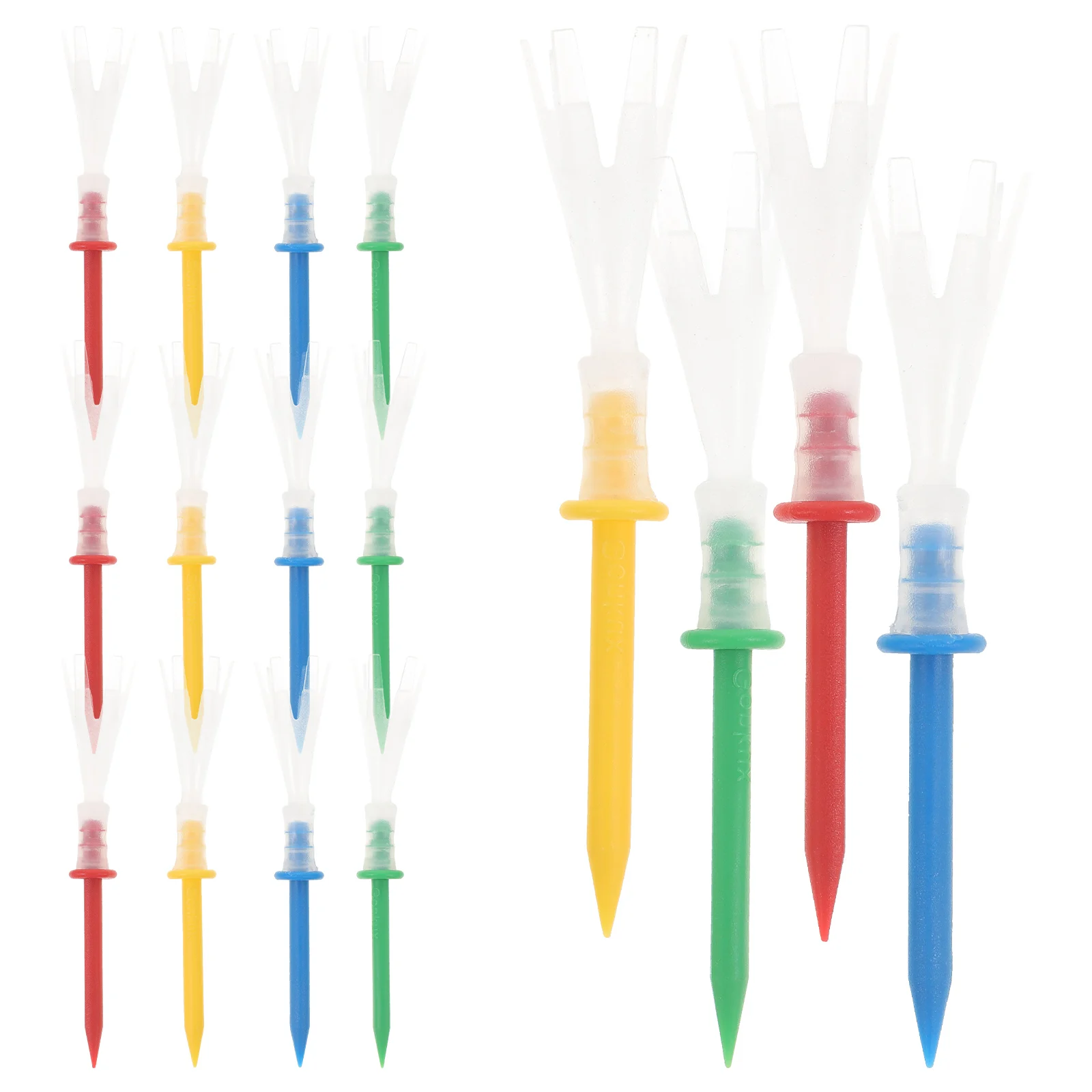 

16pcs Golf Tees Plastic Tees 4 More Yards Long Distance Durable 100+ Hits Random Color For Golfers Straighter Drives