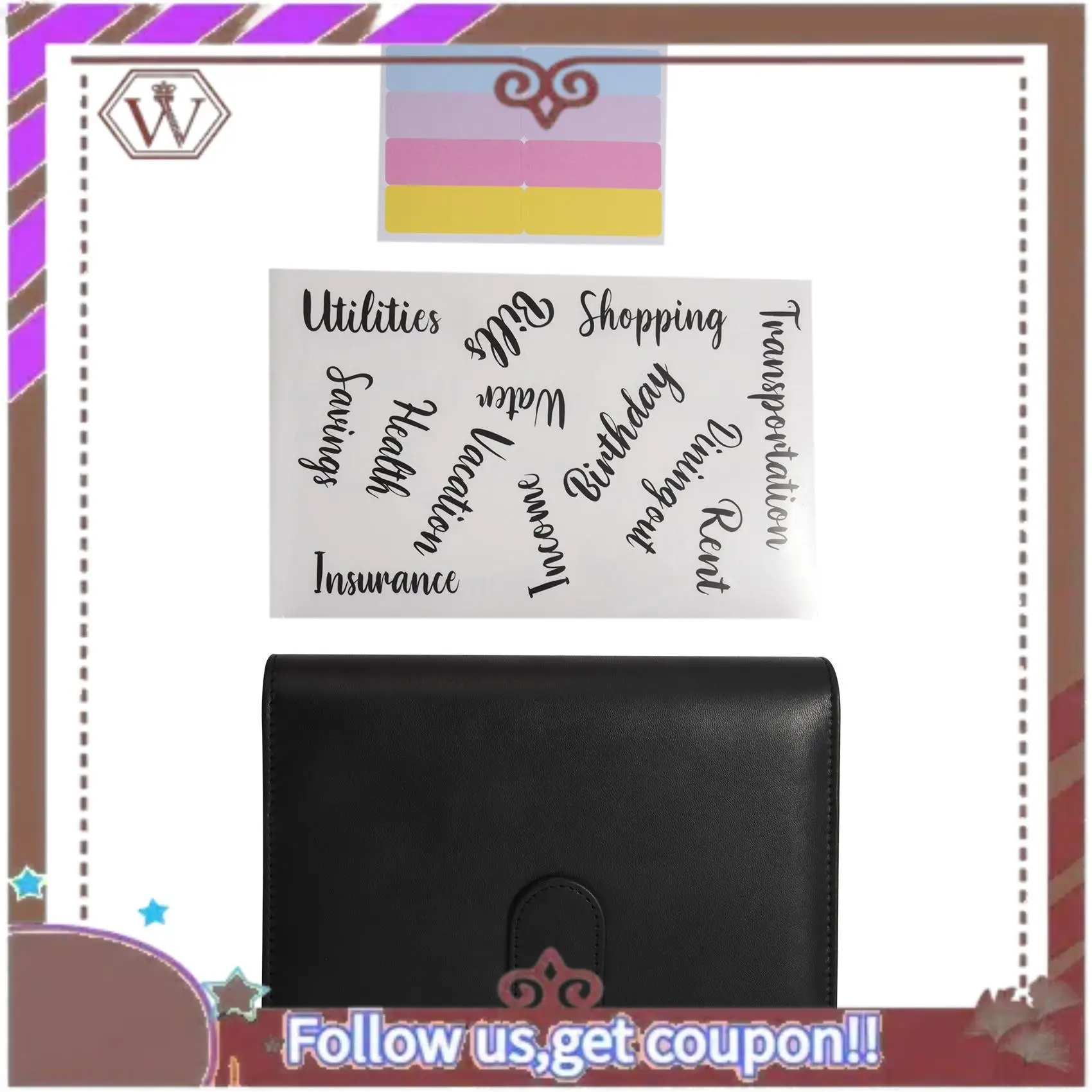 Новейшая бюджетная папка, органайзер-планировщик для ноутбука A6 из искусственной кожи, многоразовый 6-кольцевой переплет, наклейки с буквами, этикетки