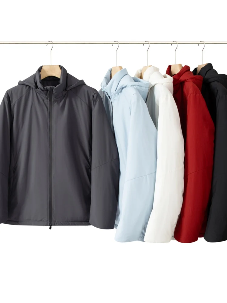 

Lightweight Cotton Jaet Outdoor Windproof Waterproof Casual Hooded Men's Autumn Winter Warm Coat Trendy Zipper Closure Soli...