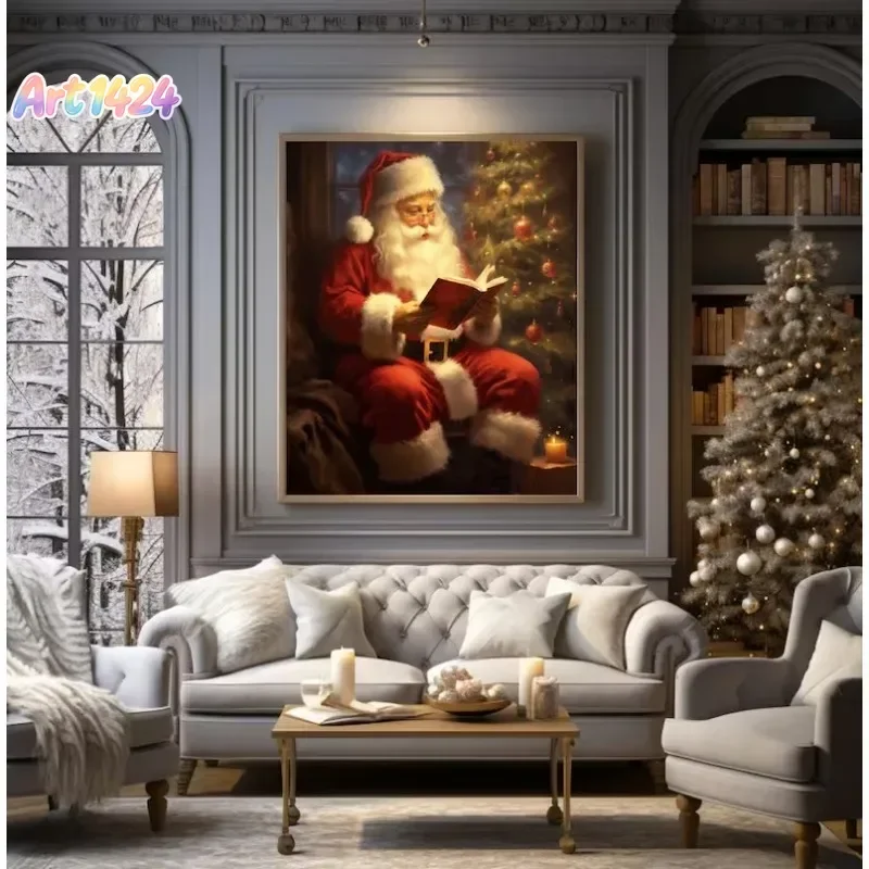 Christmas Collection Canvas Print Art Santa Christmas Tree Deer Poster Canvas Wall Art Picture Unique Home Decor Christmas Gi