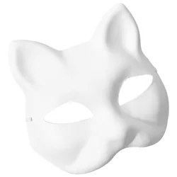 Cosplay Masks Paper Blank Hand Drawn Masquerade Unpainted Cat White Child