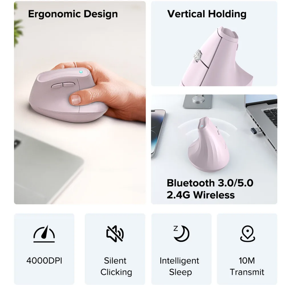 2,4G + Bluetooth Dual-modus Drahtlose Stumm Ergonomische Vertikale Maus Optische Office Home Gesunde Gaming Mäuse Für Laptop desktop PC