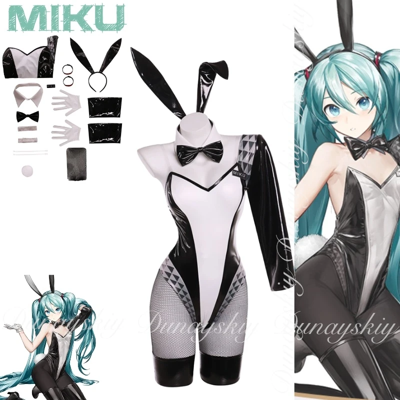 المغني الافتراضي Mikuu تأثيري فتاة سيارة السباق Mikuu مع أبيض وأسود Hatsunee الأرنب فتاة Subdue تأثيري حلي مليئة بالمجموعة