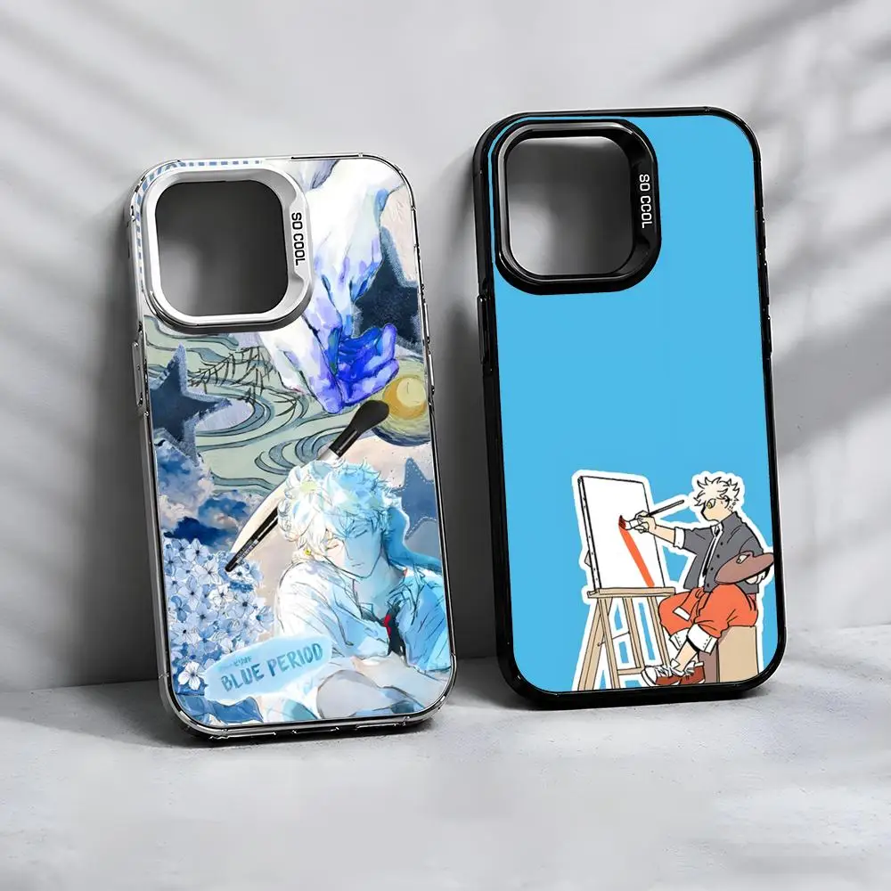 Funda de Teléfono Anime B-Blue P-Period para iPhone 17 16 15 14 13 Pro Max Air, Acabado Mate, Metálico, Aurora, de Lujo