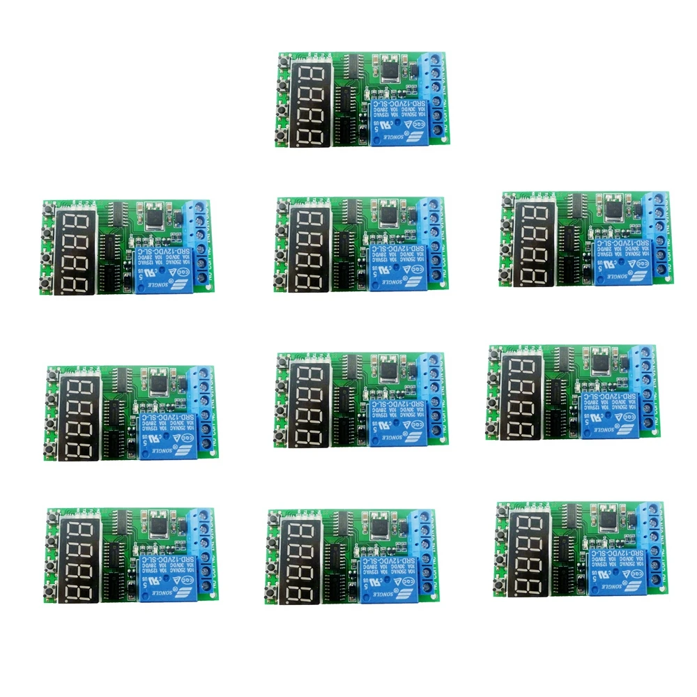 

10 PCS DC 12V High-Trigger IO22C01_12V*10 Multifunction Self-lock Relay PLC Cycle Timer Module Delay Time Switch