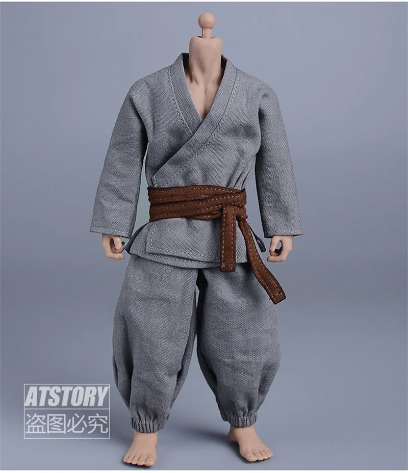 ShaCristTemple-Vêtements de moine imbibés d'arts martiaux, pantalons en Y, 6 "Romankey Bathing Male Action Figure, Gastronomie, 1/12