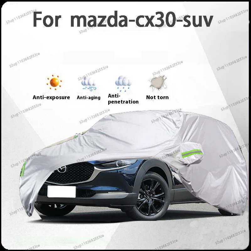 

For Mazda CX30 Fit Car Cover Waterproof Dustproof Sunshade (UV) Snowproof Silve Full Cover with All-Day Protection