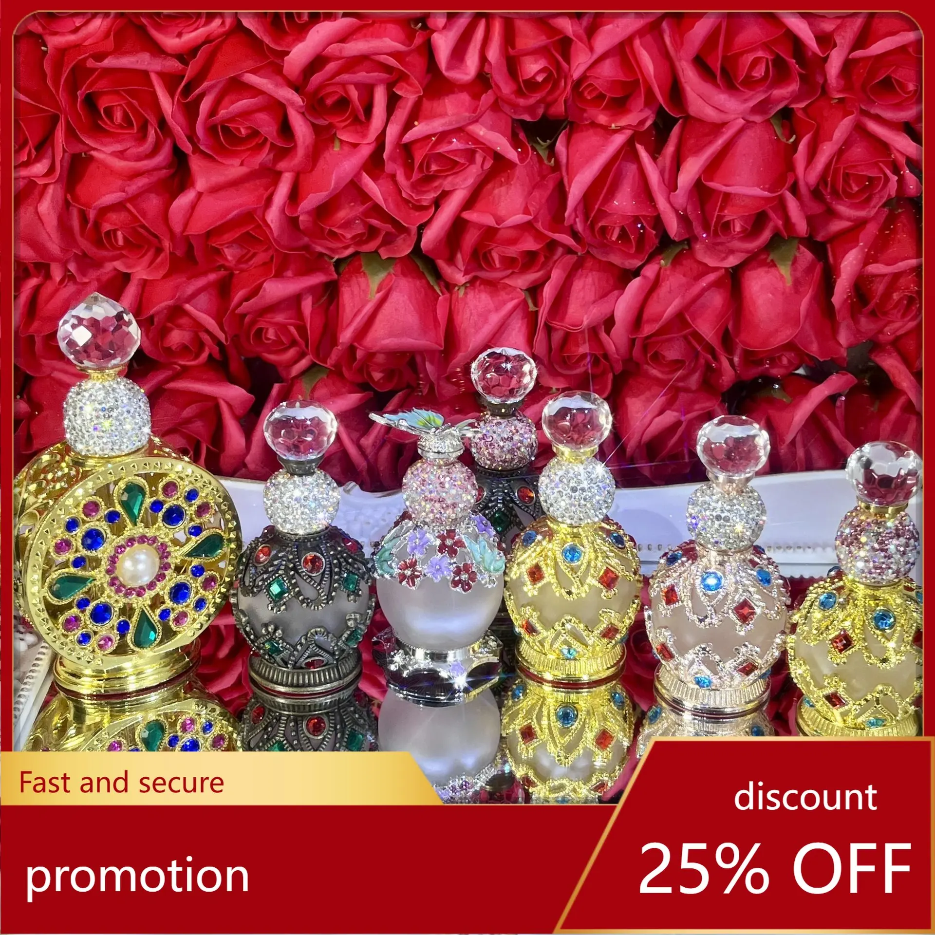 

YFY rhinestone-encrusted glass essential oil bottle - premium portable dubai fragrance bottle