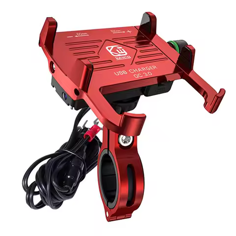 3.5-7 Inch Motorcycle Bicycle Phone Holder Navigation Bracket Moto Handlebar Aluminum Alloy Phone Holder With USB Power Charger