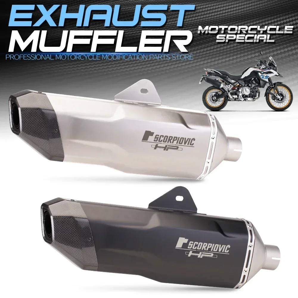 Universal Motorcycle Exhaust Muffler Carbon fiber Modified Escape Moto For F750GS F850GS ADV R1200GS RC390 NINJA400 Z900 TRK502