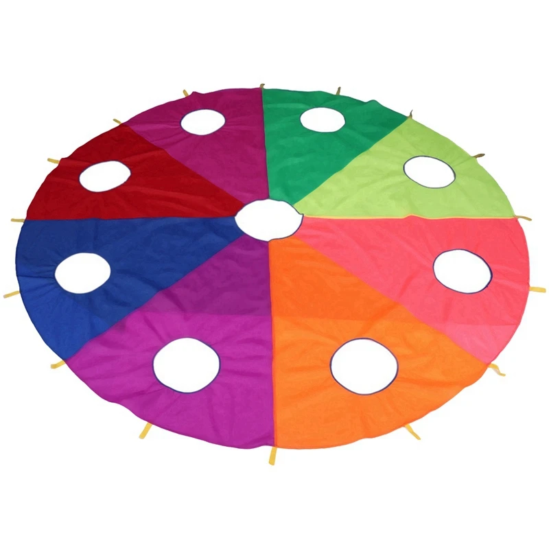 3M9 Holes 8 Colors Rainbow Umbrella Children's Sports With Holes Rainbow Umbrella Activities Training Equipment