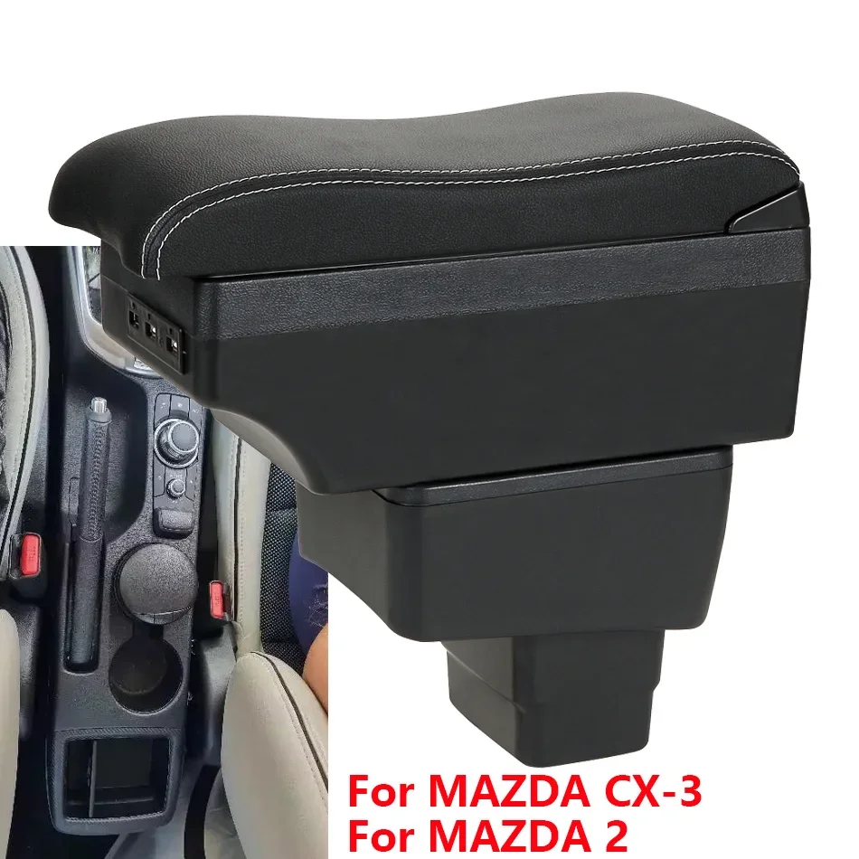 For MAZDA CX-3 Armrest For Mazda 2 Skyactiv Version cx3 Car Armrest Box Storage Box Curved Surface leather Simple installation