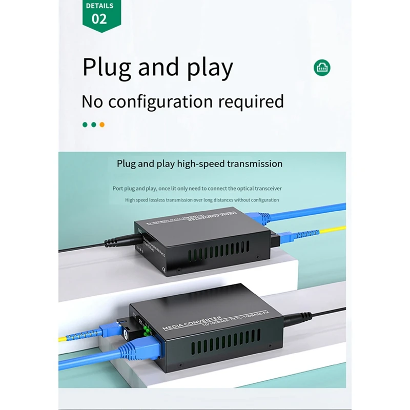 Transceptor do gigabit, conversor dos meios, único modo, 20km SC, 1 par