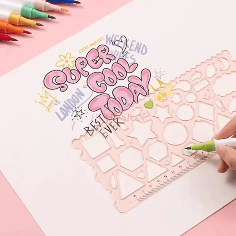 11pcs/set versatile and versatile circle drawing ruler Multi functional geometric drawing ruler for elementary school students,