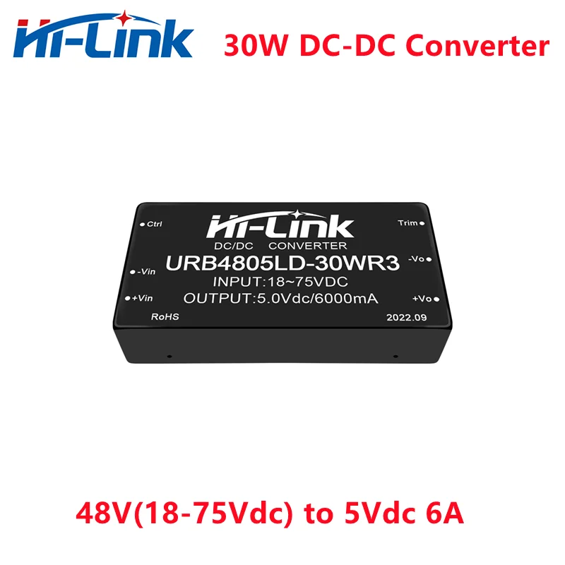 Gratis Ongkir ในครัวเรือน URB4805LD-30WR3 30วัตต์18-75V DC DC ตัวแปลงโมดูล5V 6A เอาต์พุตขั้นตอนลงปรับ