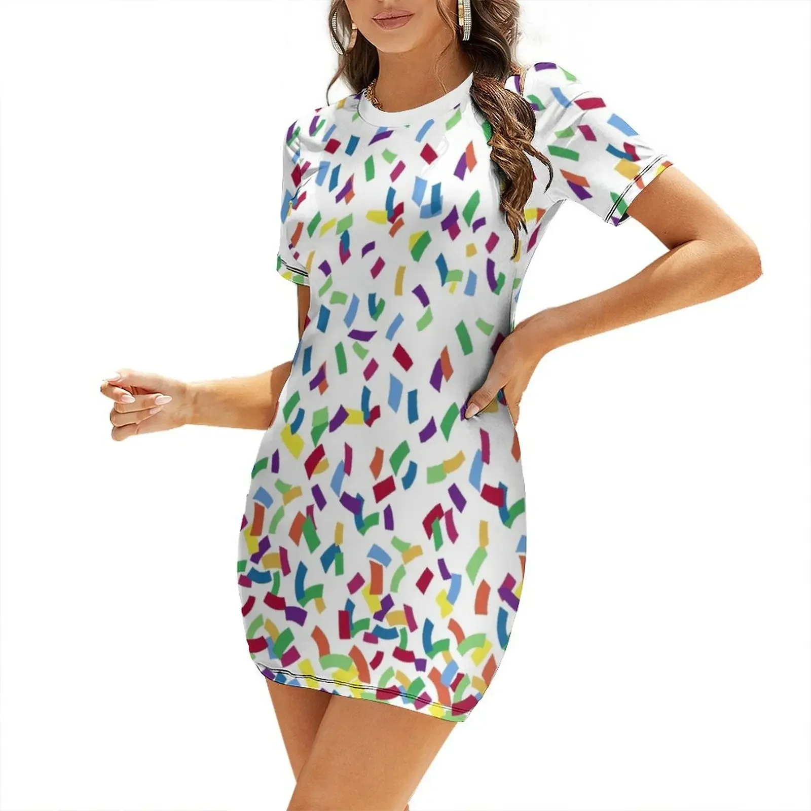 

Confetti Celebration!! Short-Sleeved Dress Women's summer suit Casual dresses Aesthetic clothing sexy dress for women Dress