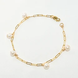 Vintage Natural Baroque Pearl Bracelet 14K Gold Filled Chain Bracelet Handmade Jewelry Boho Bracelets Bracelet for Women
