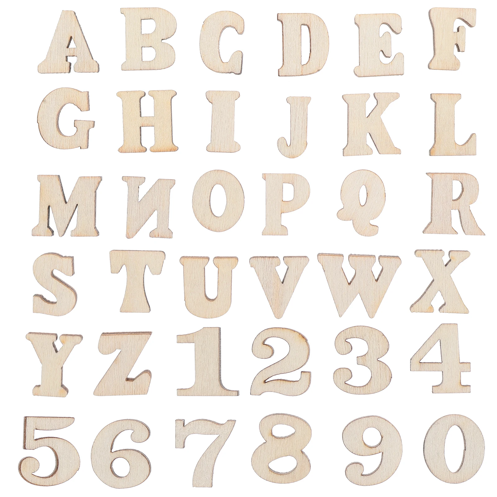 

200pcs Wooden Letters Numbers Small Beige Unfinished Puzzle Crafts Durable Safe Diy Projects Early Learning Decorations