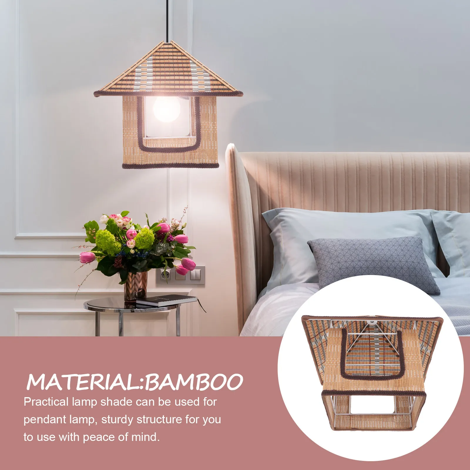 

Bamboo Woven Lamp Shade Shaped Pendant Light Cover For Ceiling Chandelier Decorative Lighting Fixture Rustic Style