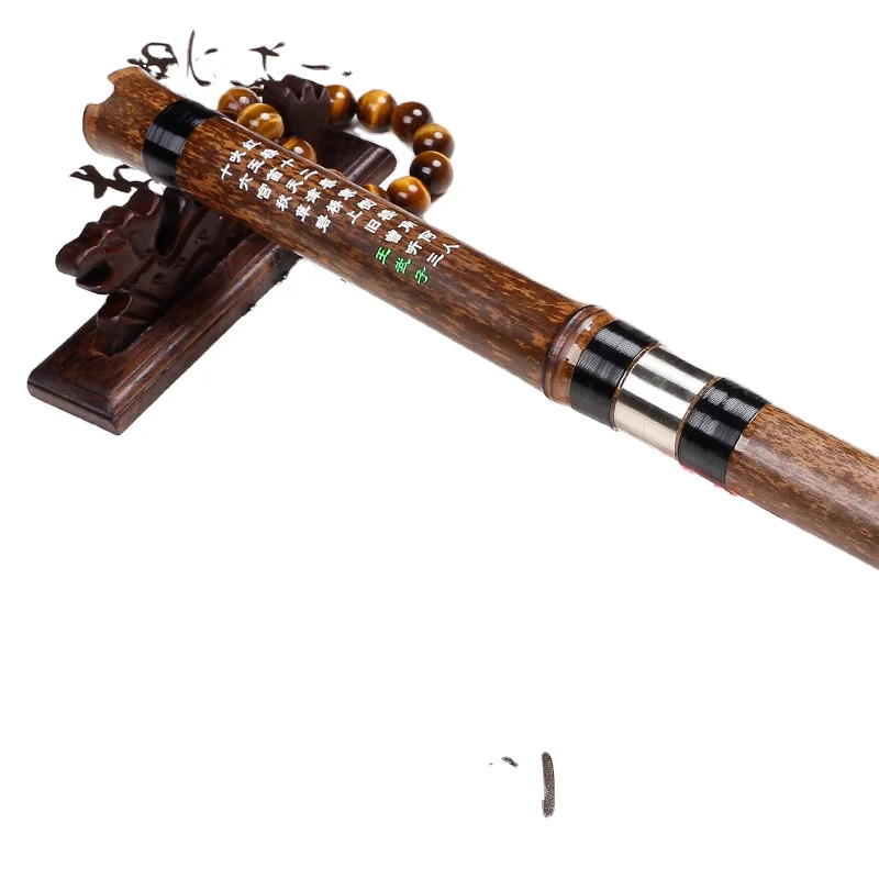 Hooqu Seruling Gua Bambu Ungu Mugwort Cina 8 Lubang Bambu Ungu Profesional Bertiup Baik Kirim Aksesori Profesional