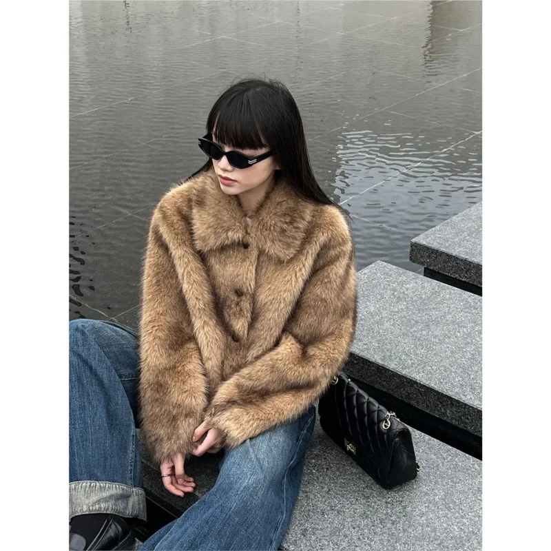 

Johnature Fashionable Women Winter Jacket New Short Faux Mink Fur Thicken Coats