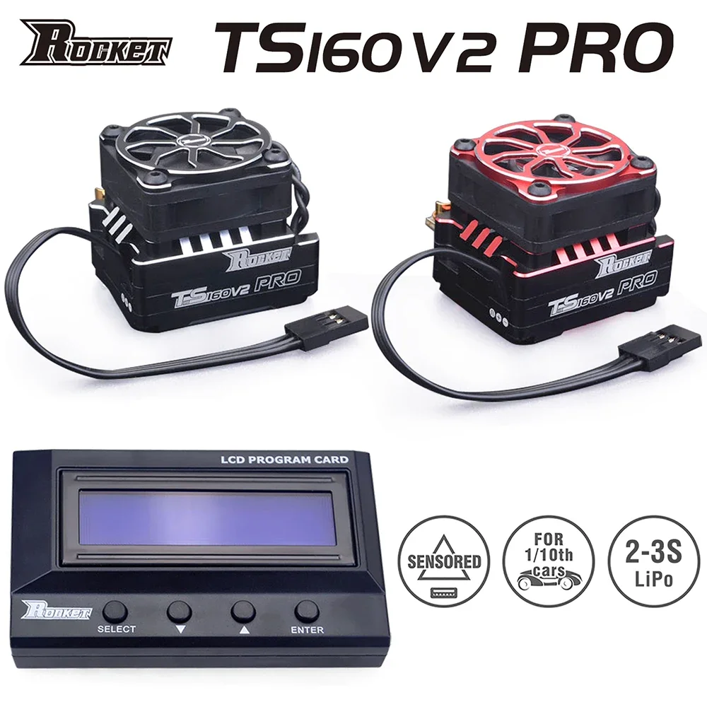 UniFlyRocket TS160V2 Pro 160A ESC Sensored Brushless Motor 2-3S Speed Controller Programmer Card For 1/10 1/12 RC Car V4S V5R Mo
