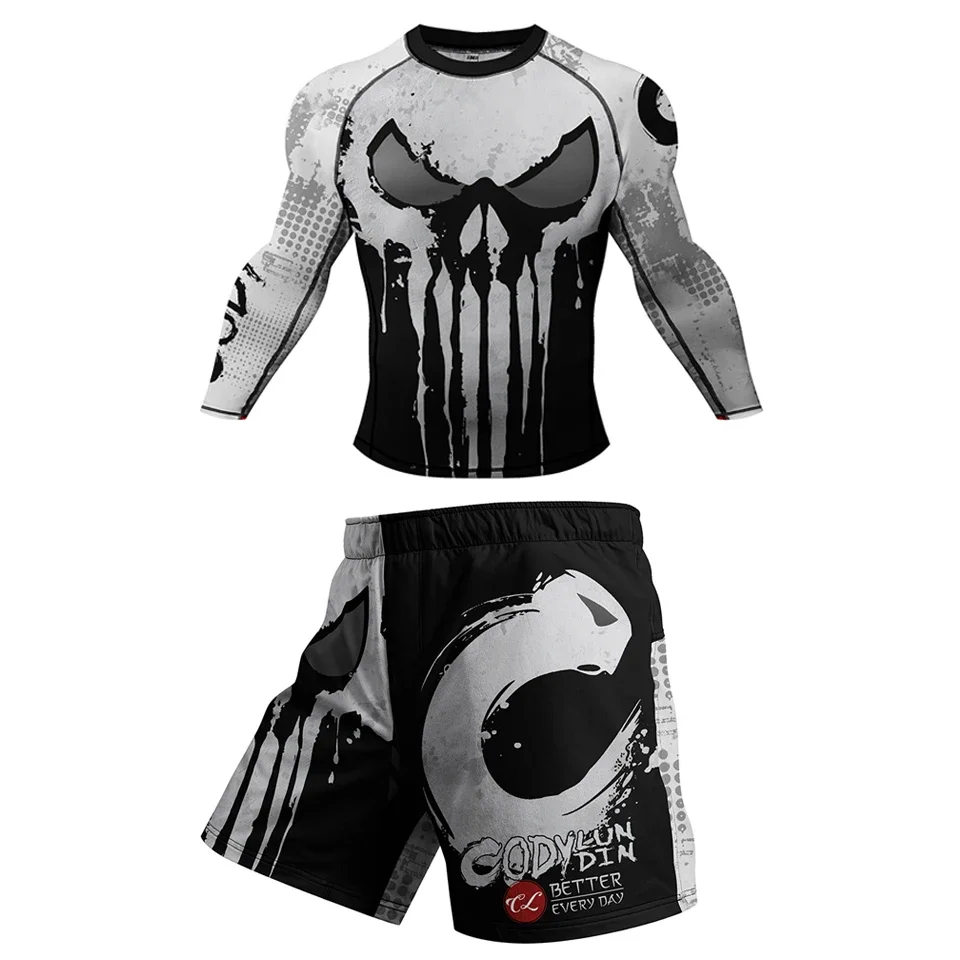 Vêtements de sport à compression pour homme, ensemble de boxe, MMA Jiu jitsu Muay Thai, survêtement d'entraînement, fitness