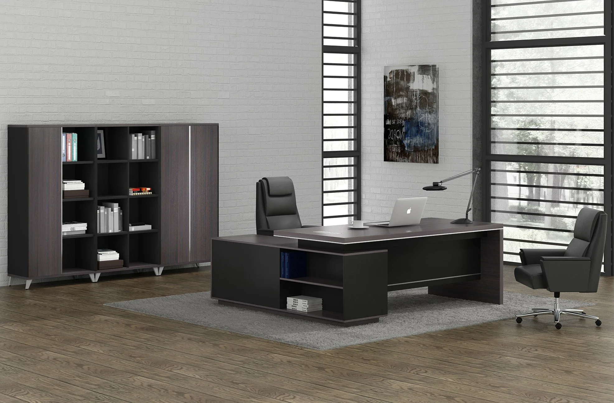 

-OEM High-End Modern Executive Writing Desk Convertible Wooden Manager President Table With Wire Box For Office Or Villa