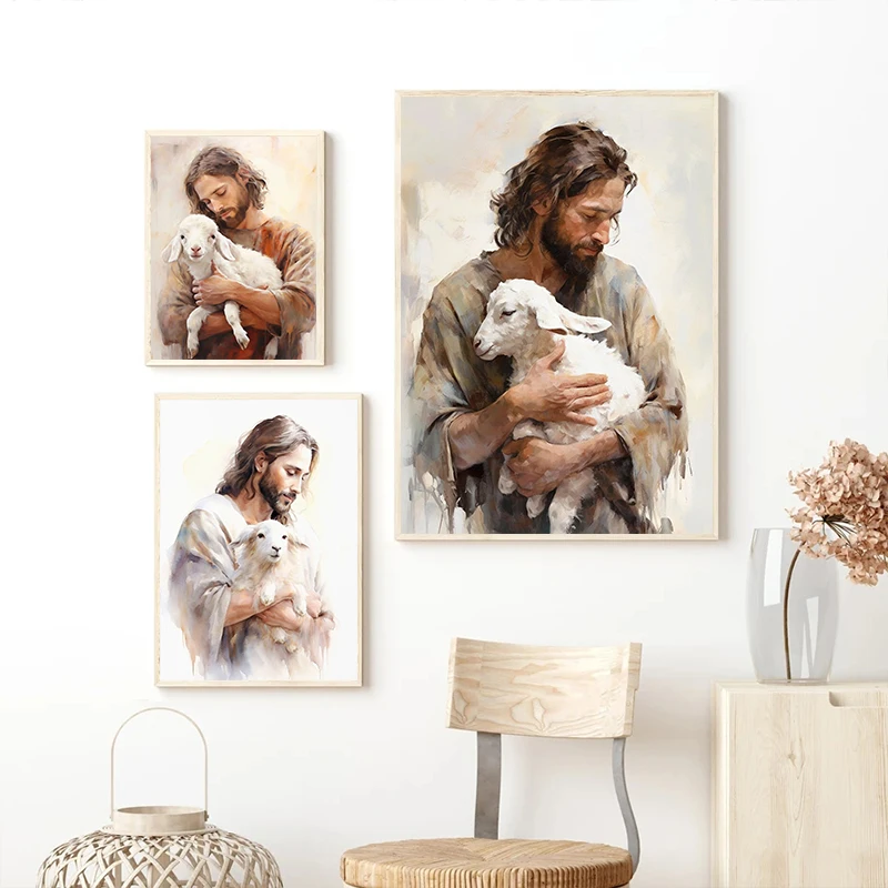 Black and White Jesus Faith Cross on Hill Poster Print Canvas Painting Modern Religious Wall Art HD Picture for Room Home Decor