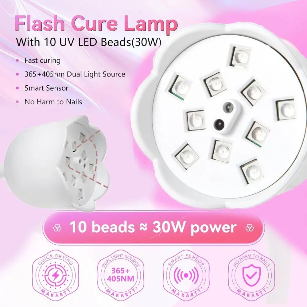 Novo com 4 temporizadores uv led lâmpada do prego cura rápida sensor automático led luz do prego 10w recarregável secador de unhas para salão de beleza casa uso diy