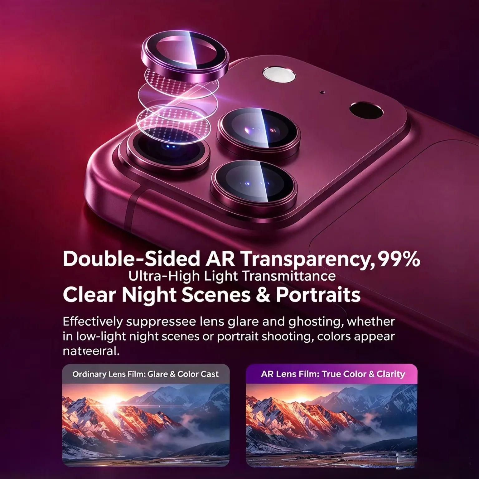 2-3PCS Metal Ring Glass Back Camera Protector Film For iPhone Duo 18 17 14 16 12 15 13 Pro Max Full Cover Lens Cap Scratch Proof - view 4