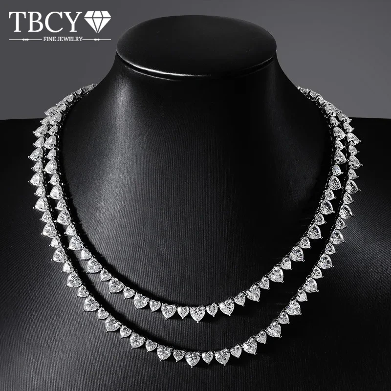 TBCYD 47/53.5ct 5mm 6.5mm D Color Heart Moissanite Necklace For Women Wedding Party Anniversary Gift Fine Jewelry