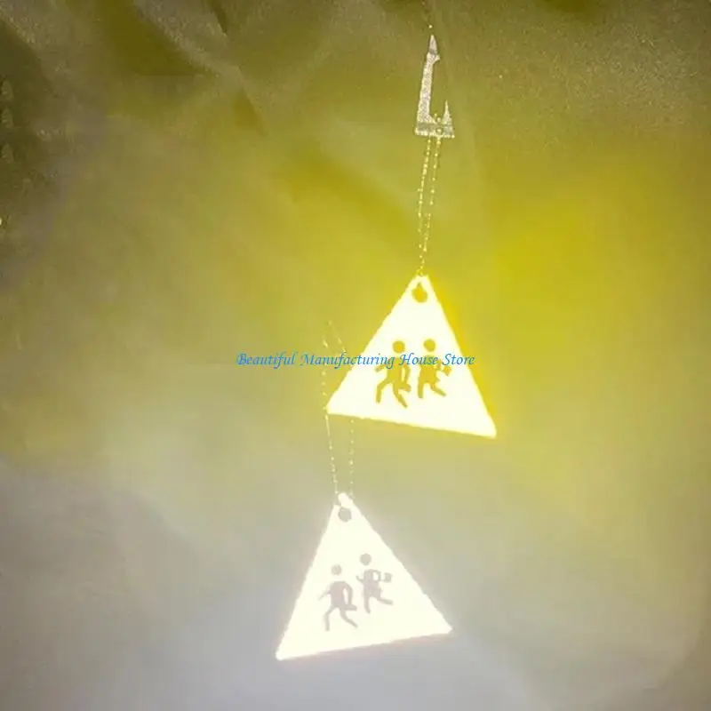 

E56A Schoolbag Keychain Triangle Sidewalk Tag Keychain Night Safety Reflector Pendant