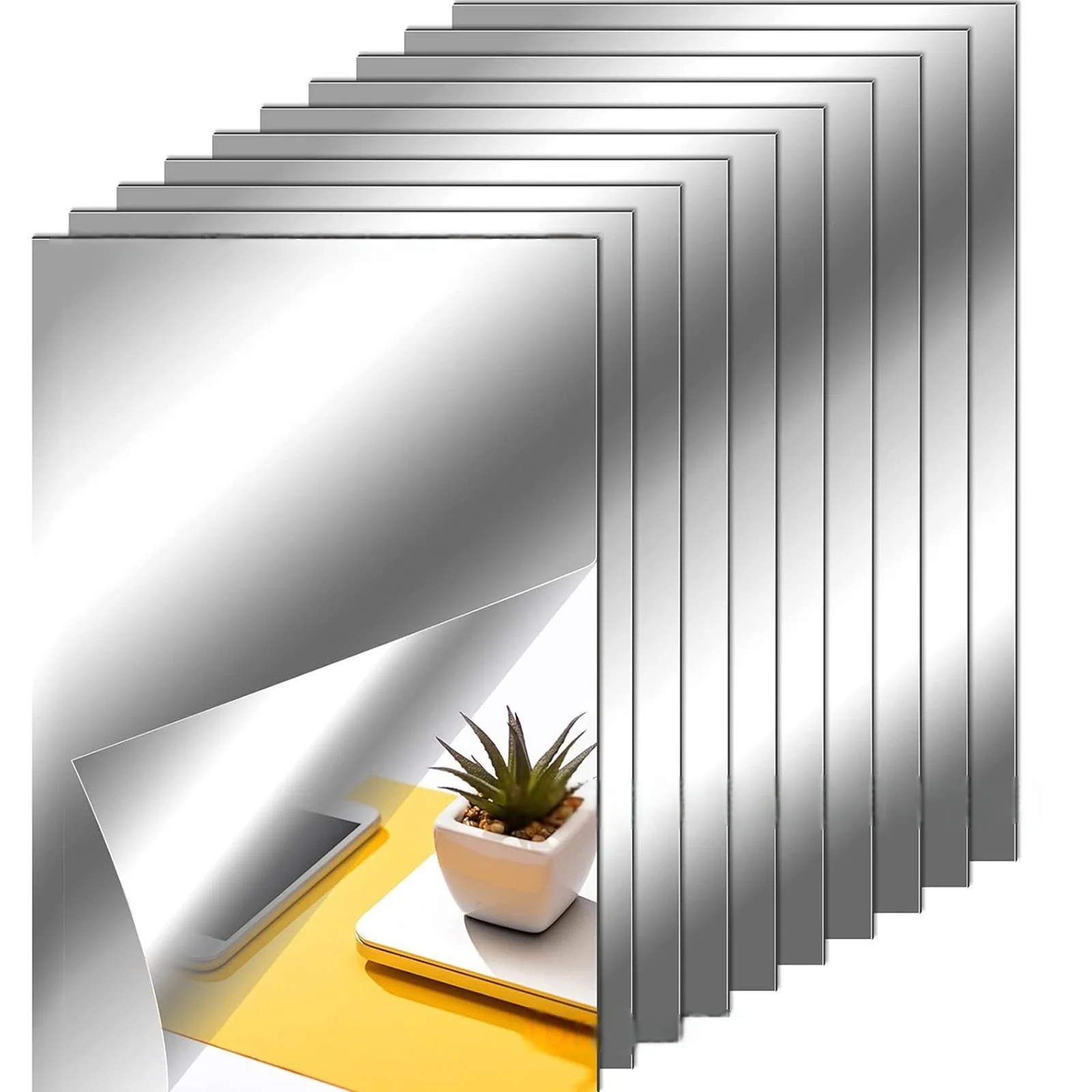 10pcs15/20cm 3D auto-adhésif miroir stickers muraux épaissi 2mm Flexible bricolage Art acrylique miroir autocollants salon décoration