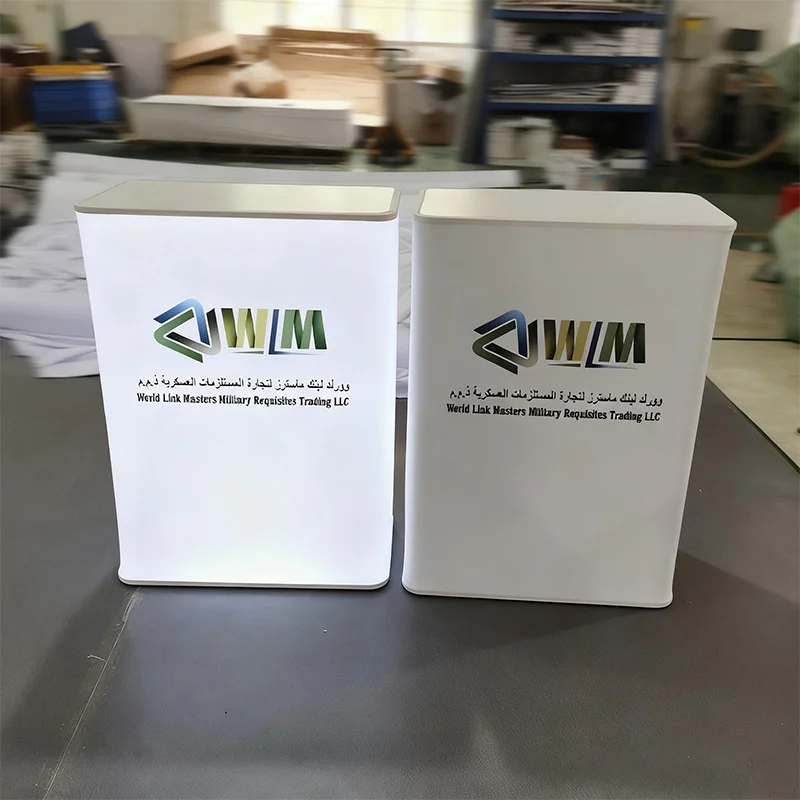 Wholesale Portable Display Counter Table Trade Show Pop-up Aluminium Foldable Fabric Led Light Promotion Tables