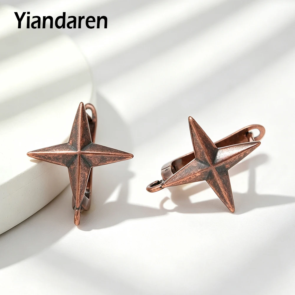 4 Colors Red Bronze Star Shape 18K Gold Plated Earring Hooks Clasps Brass DIY Jewelry Making Accessories Supplies for Women