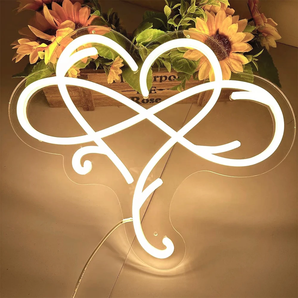 

Infinity Heart Neon Sign Reusable LED USB-Powered Light for Bedroom Wedding Party Wall Art Decor Valentine's Day Gift Light