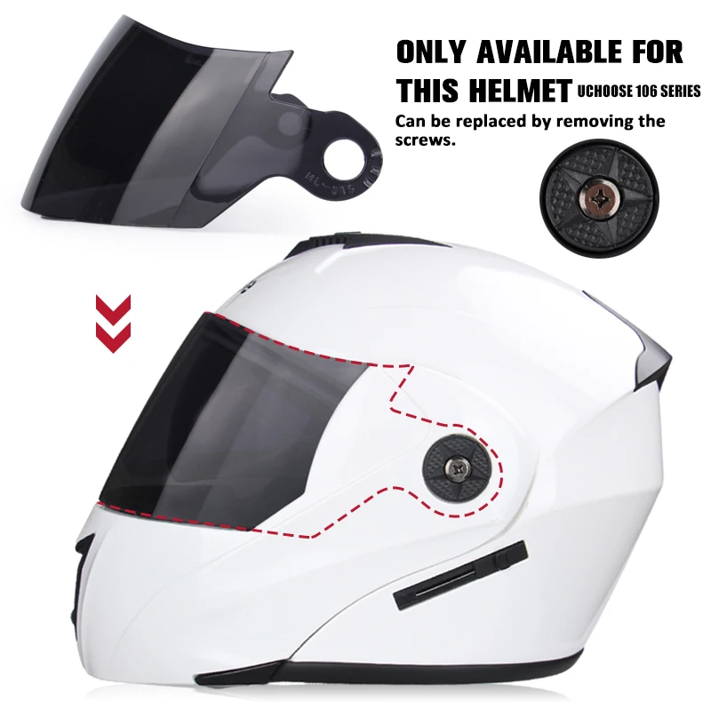 

For use with uchoose 106 Helmet only Lens Helmet Special Lens Transparent Mirror Black Mirror Color Mirror Silver Lens Package