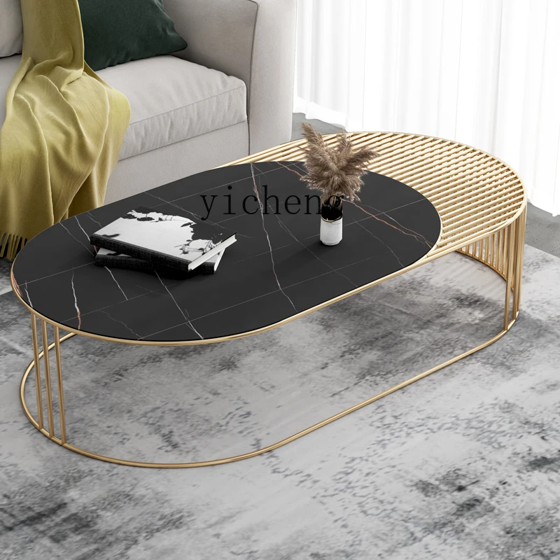 ZZ rock slab coffee table light luxury modern simple marble tea table small apartment