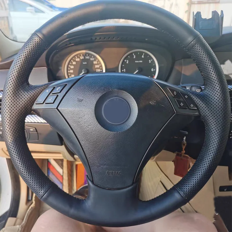 

Черная оплетка из углеродистой кожи для BMW E60 523 530 523li 525 520li 535 545i, интерьер автомобиля