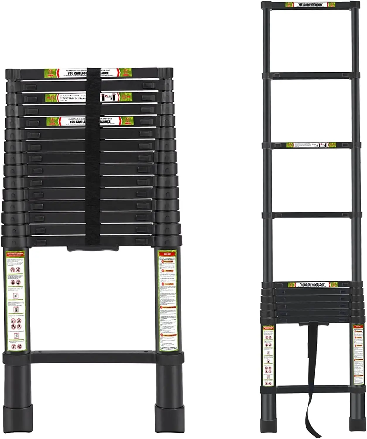 Aluminum Telescoping Ladder with Non-Slip Feet, Portable Telescopic Ladder for Household