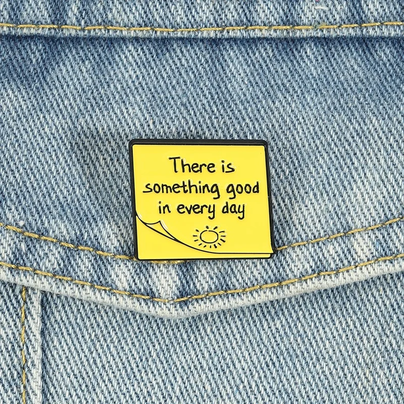 Daily Good Vibes Enamel Pins Motivational Sunshine Sticky Note Brooch Lapel Badge Jewelry Accessory Gifts For Friends