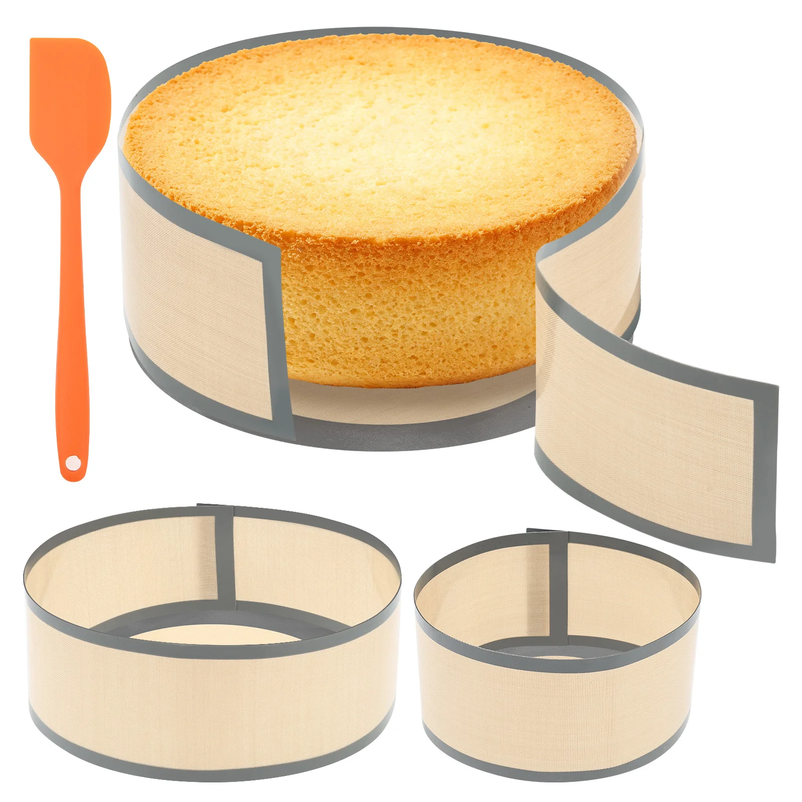 3Pcs Silicone Baking Liners 3Size Silicone Baking Mat with Scraper Nonstick Springform Pan Liner Easy Release Silicone Bread Mat